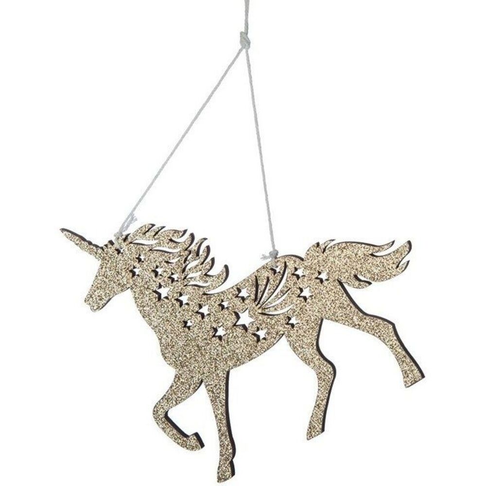 White Unicorn Wood Christmas Ornament